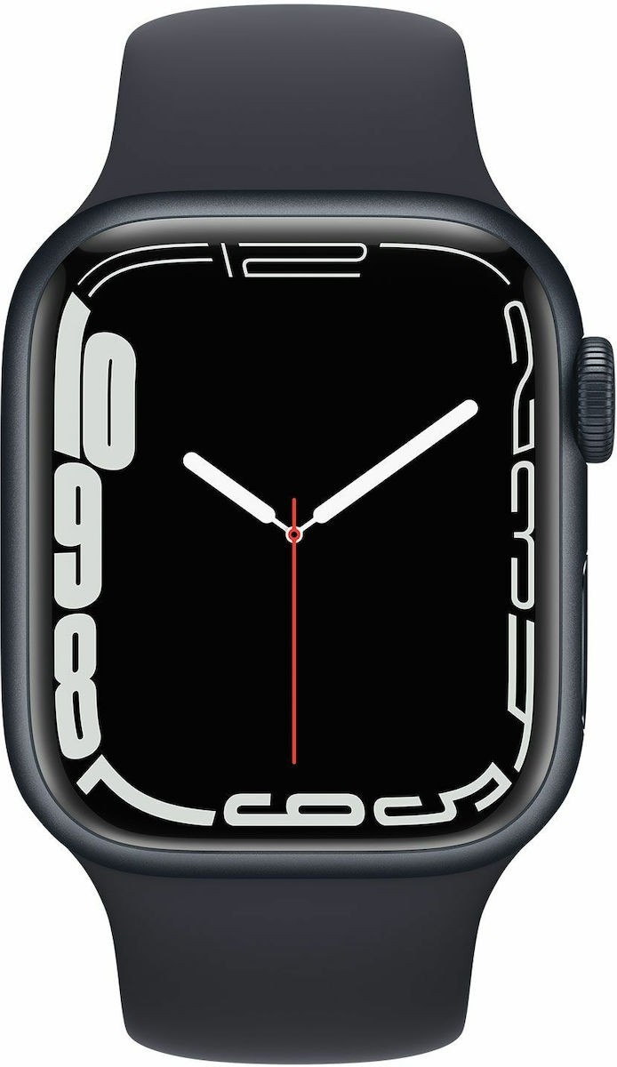 Apple Watch Series 7 Aluminium 41mm Αδιάβροχο με Παλμογράφο (Midnight) (MKMX3GK/A)