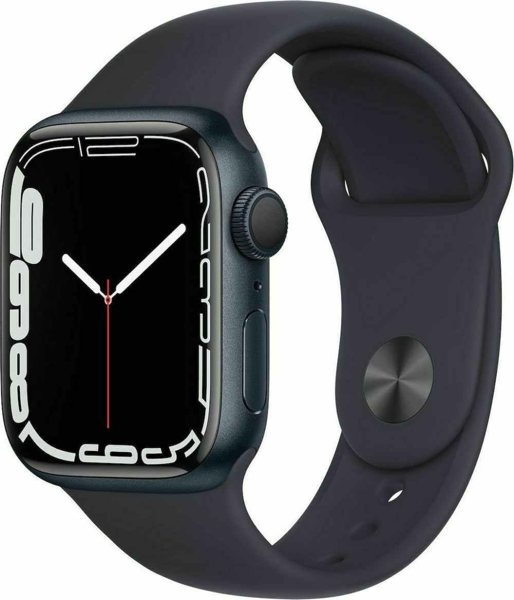 Apple Watch Series 7 Aluminium 45mm Αδιάβροχο με Παλμογράφο (Midnight) (MKN53TY/A)