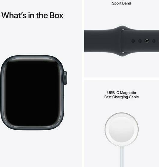 Apple Watch Series 7 Cellular Aluminium 45mm Αδιάβροχο με eSIM και Παλμογράφο (Midnight) (MKJP3FD/A)