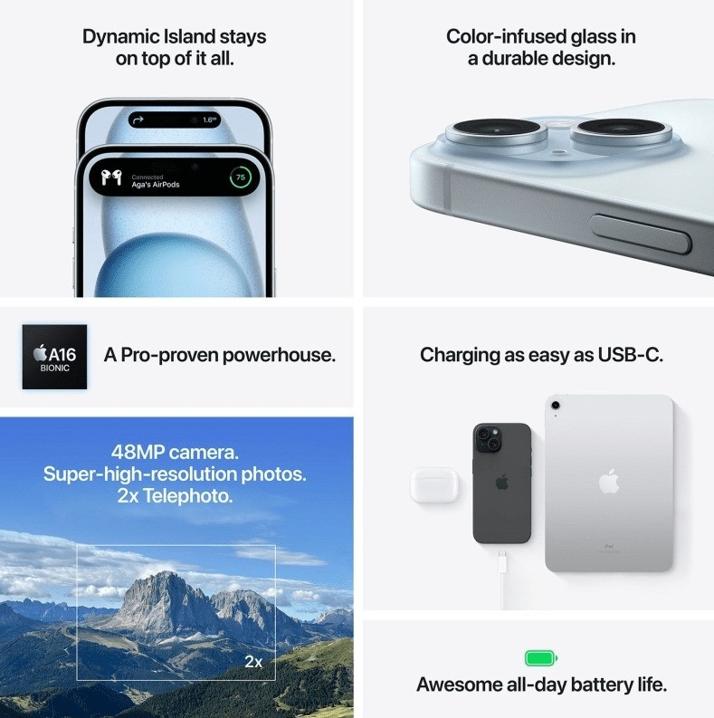 Apple iPhone 15 Pro 5G (8GB/128GB) Blue Titanium (MTV03ZD/A)