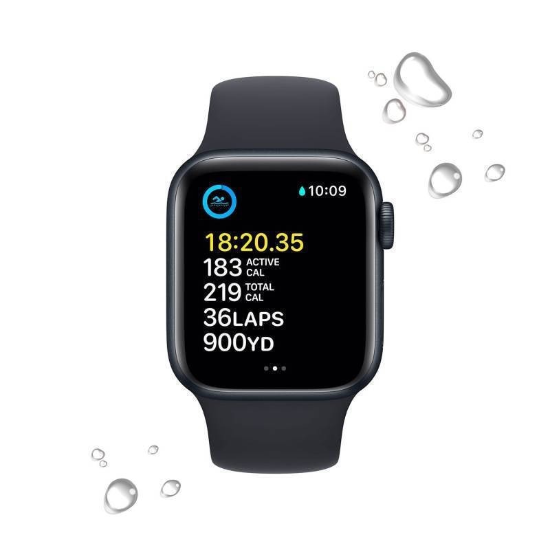 Apple Watch SE 2022 Aluminium 44mm Αδιάβροχο με Παλμογράφο (Midnight with Midnight Sport Band) (MNK03GK/A)