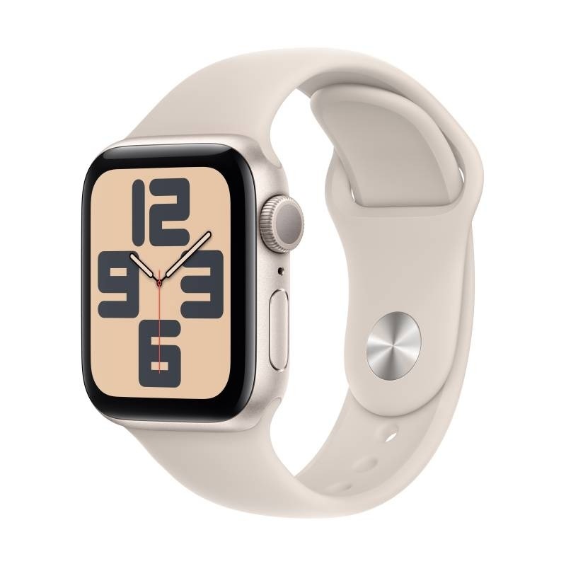 Apple Watch SE 2023 Aluminium 44mm Αδιάβροχο με Παλμογράφο (Starlight με Starlight Sport Band (M/L)) (MRE53EU)