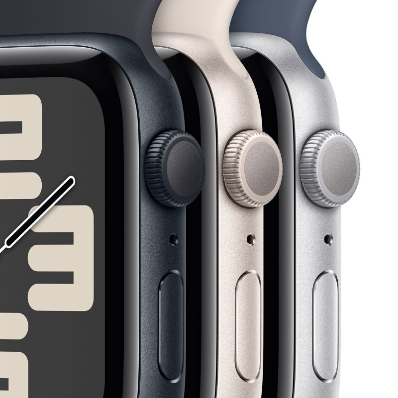 Apple Watch SE 2023 Aluminium 44mm Αδιάβροχο με Παλμογράφο (Starlight με Starlight Sport Band (M/L)) (MRE53EU)