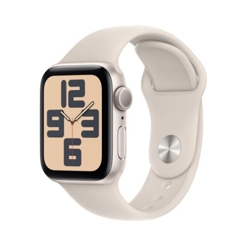 Apple Watch SE 2023 Aluminium 44mm Αδιάβροχο με Παλμογράφο (Starlight με Starlight Sport Band (M/L)) (MRE53EU)