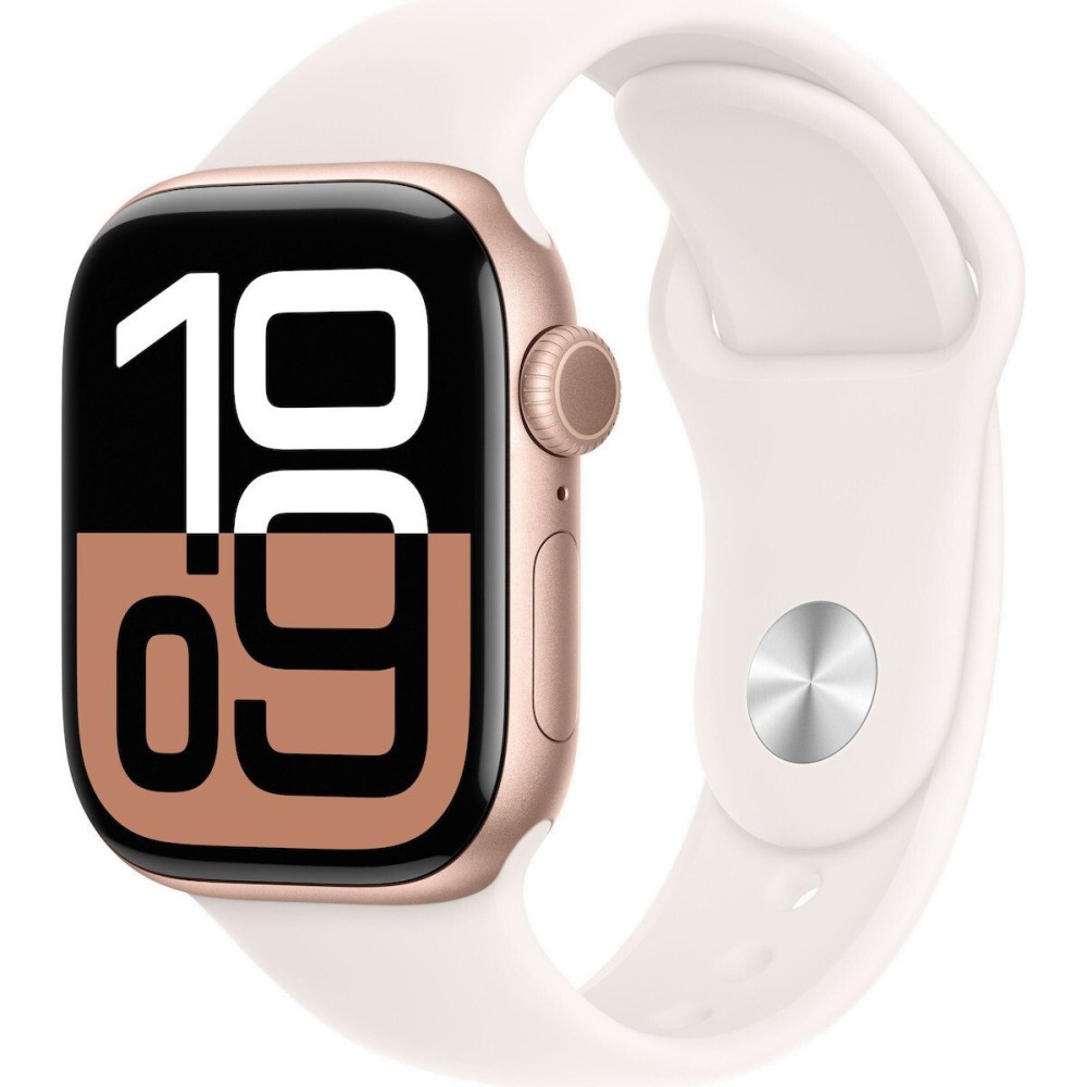 Apple Watch Series 10 Aluminium 42mm Αδιάβροχο με Παλμογράφο (Rose Gold με Light Blush Sport Band (S/M)) (ΕΓΓΥΗΣΗ ΑΝΤΙΠΡΟΣΩΠΕΙΑΣ)