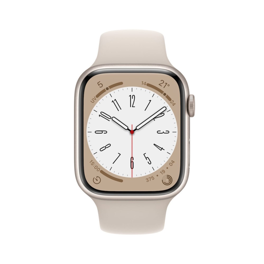 Apple Watch Series 8 Aluminium 41mm Αδιάβροχο με Παλμογράφο (Starlight with Starlight Sport Band) (MNP63FD/A)