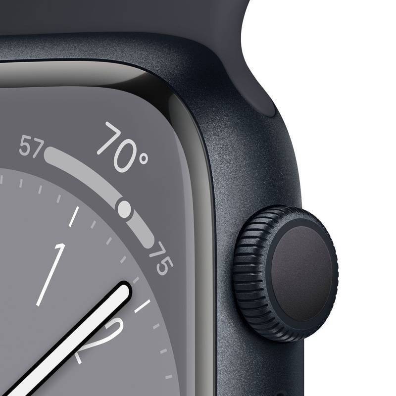 Apple Watch Series 8 Aluminium 41mm Αδιάβροχο με Παλμογράφο (Midnight with Midnight Sport Band) MNP53GK/A