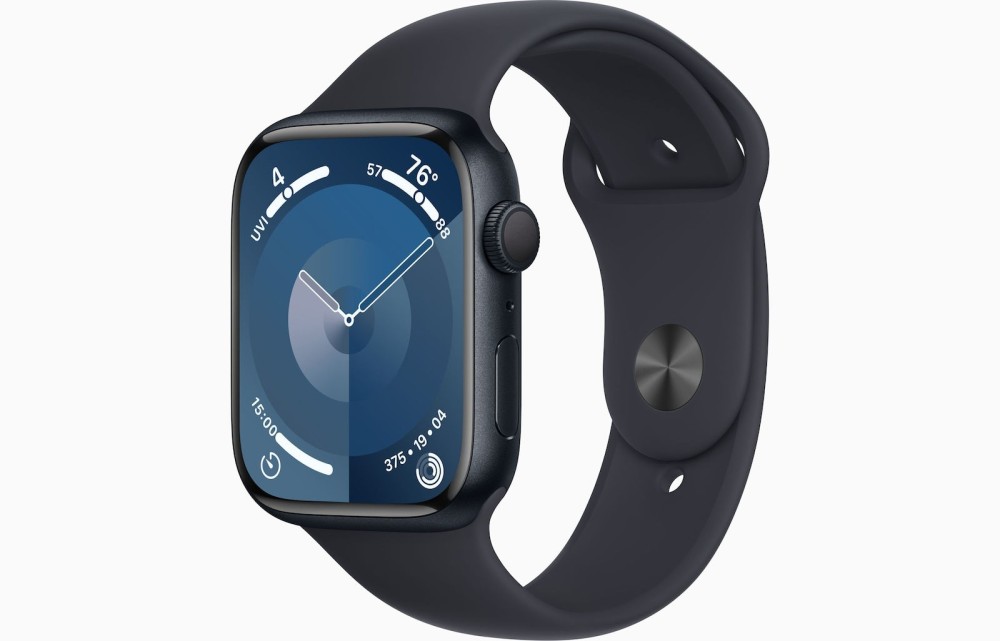 Apple Watch Series 9 Aluminium 45mm Αδιάβροχο με Παλμογράφο (Midnight με Midnight Sport Band (M/L)) (MR9A3QR/A)