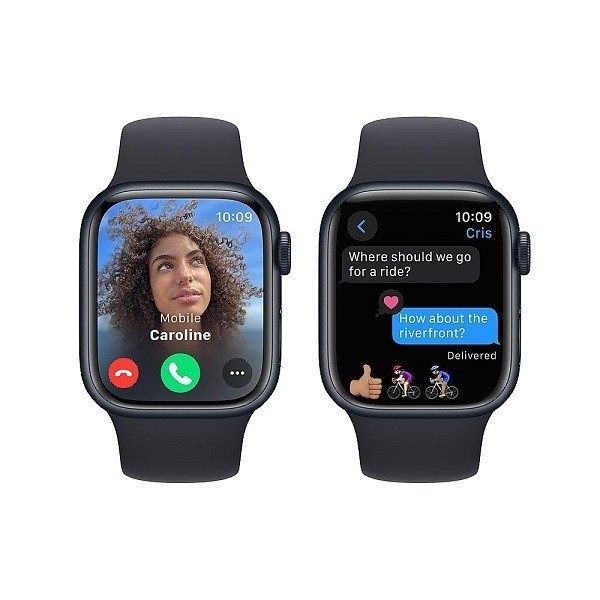 Apple Watch Series 9 Aluminium 45mm Αδιάβροχο με Παλμογράφο (Midnight με Midnight Sport Band (M/L)) (MR9A3QR/A)