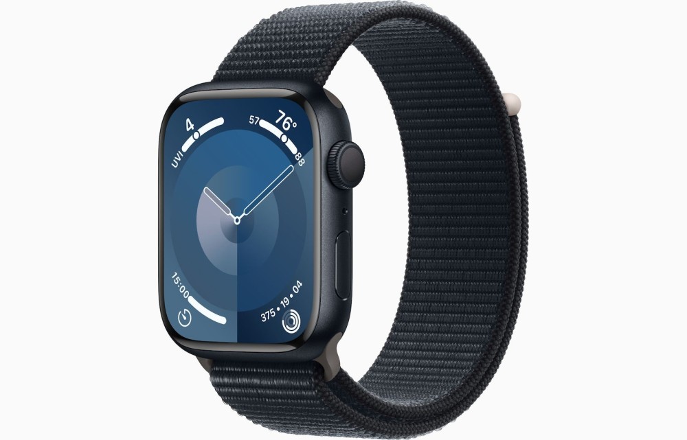 Apple Watch Series 9 Aluminium 45mm Αδιάβροχο με Παλμογράφο (Midnight με Midnight Sport Loop (M/L)) (MR9C3QR/A)