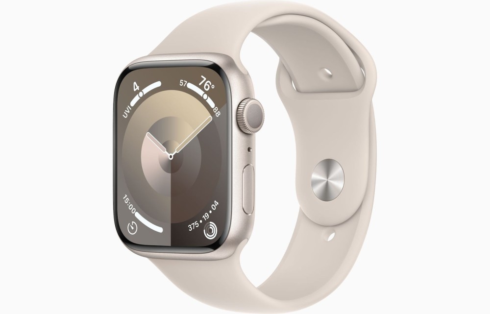 Apple Watch Series 9 Aluminium 45mm Αδιάβροχο με Παλμογράφο (Starlight με Starlight Sport Band (M/L)) (MR973QR/A)