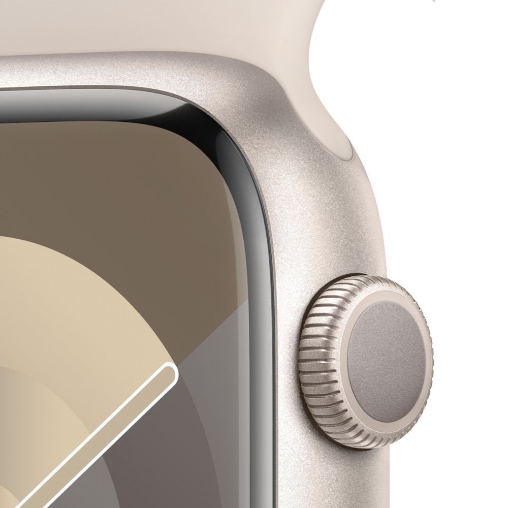 Apple Watch Series 9 Aluminium 45mm Αδιάβροχο με Παλμογράφο (Starlight με Starlight Sport Band (S/M))