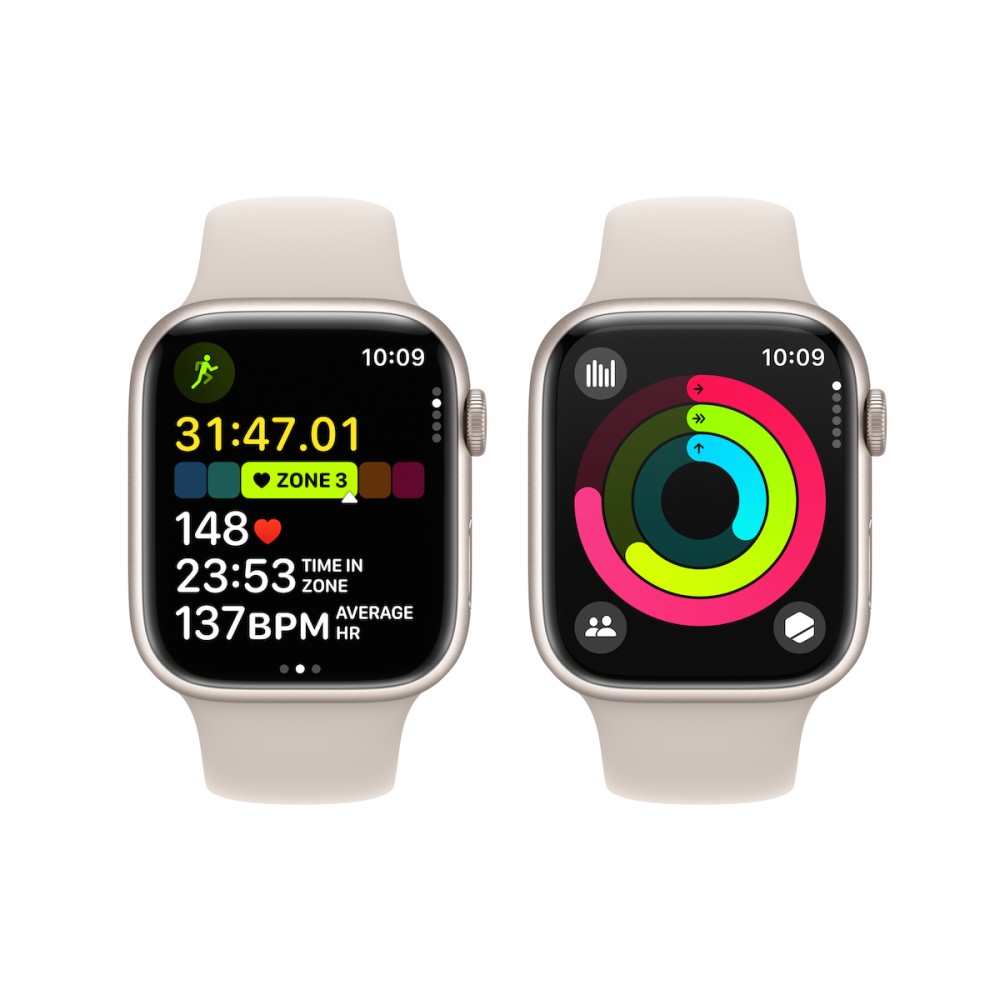 Apple Watch Series 9 Aluminium 45mm Αδιάβροχο με Παλμογράφο (Starlight με Starlight Sport Band (M/L)) (ΕΓΓΥΗΣΗ ΑΝΤΙΠΡΟΣΩΠΕΙΑΣ)