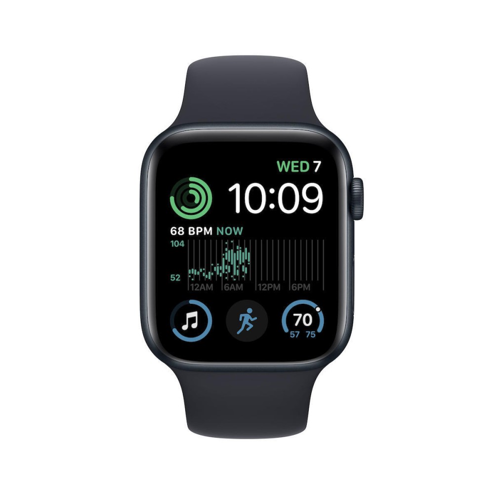 Apple Watch SE 2023 Aluminium 44mm Αδιάβροχο με Παλμογράφο (Midnight με Midnight Sport Band (M/L))