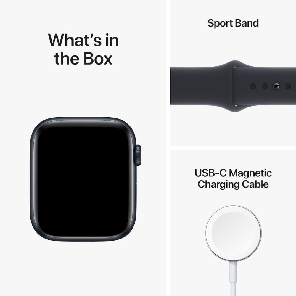 Apple Watch SE 2023 Aluminium 44mm Αδιάβροχο με Παλμογράφο (Midnight με Midnight Sport Band (M/L))