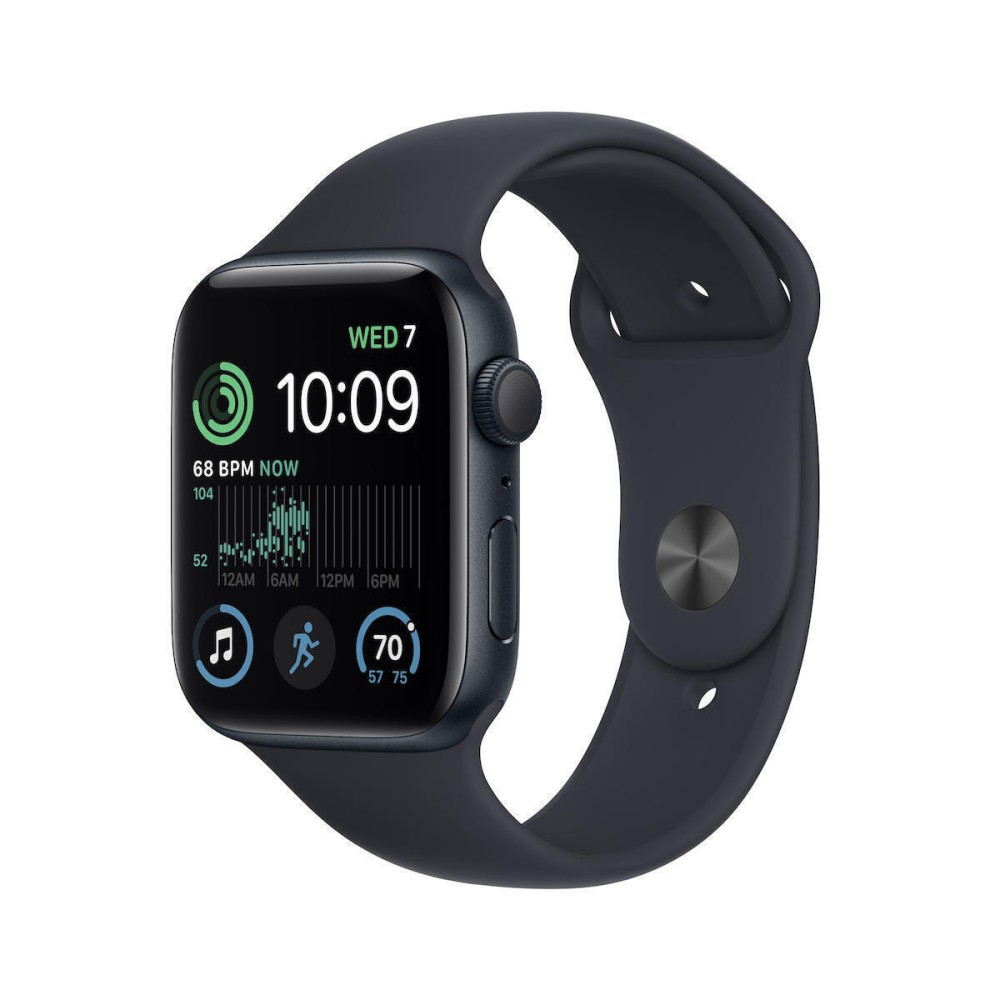 Apple Watch SE 2023 Aluminium 44mm Αδιάβροχο με Παλμογράφο (Midnight με Midnight Sport Band (M/L))
