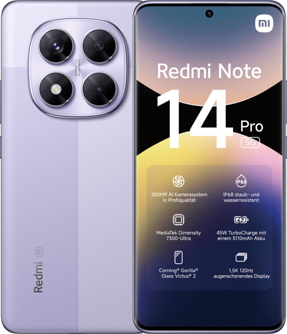 Xiaomi Redmi Note 14 Pro 5G Dual SIM (12GB/512GB) Lavender Purple (ΕΓΓΥΗΣΗ ΑΝΤΙΠΡΟΣΩΠΕΙΑΣ)