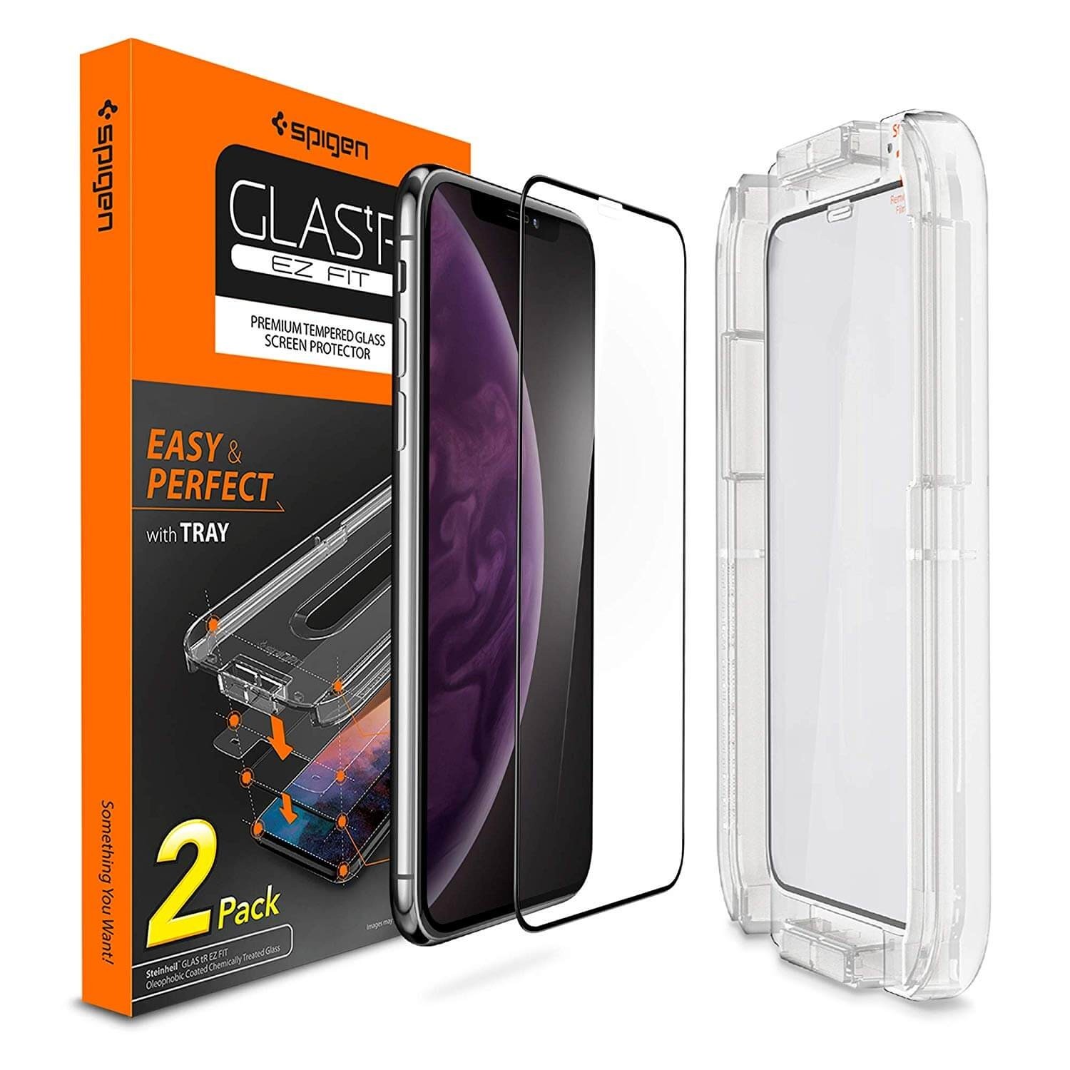 Spigen® (x2Pack) GLAS.tR EZ FIT™ Full Cover HD 065GL25171 x.xs max