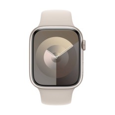 Apple Watch Series 9 Aluminium 45mm Αδιάβροχο με Παλμογράφο (Starlight με Starlight Sport Band (M/L)) (MR973QR/A)