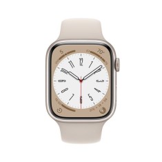 Apple Watch Series 8 Cellular Aluminium 45mm Αδιάβροχο με eSIM και Παλμογράφο (Starlight with Starlight Sport Band) (MNK73FD/A)